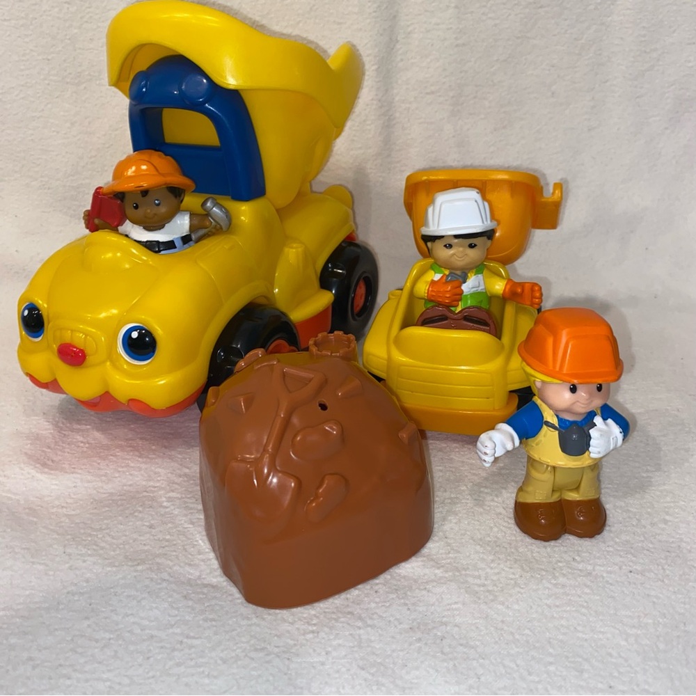 Little People construction trucks people and rock set Fisher Price